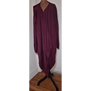 Banana Republic XL Burgundy Wine Open Front Cardigan Sweater Knit Pockets Preppy